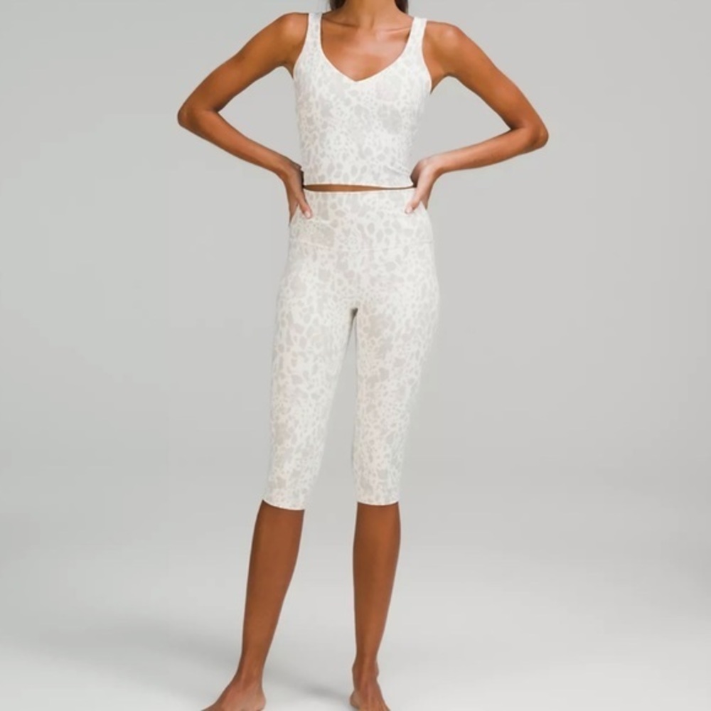 lululemon athletica Cream Leopard Print High-Rise Cropped Leggings